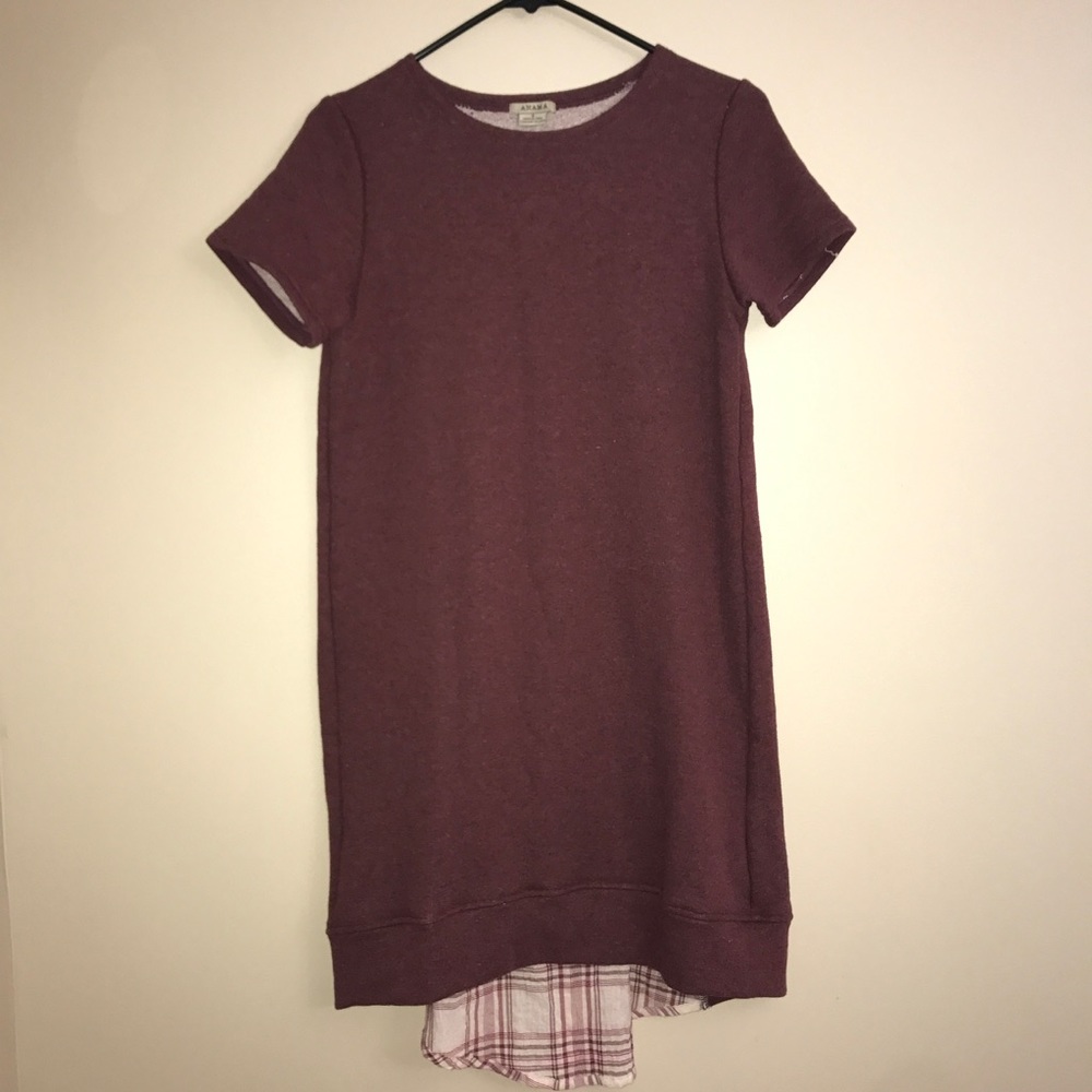 Anama Mauve and Plaid Sweater Dress Small